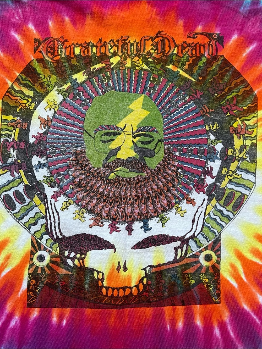 Vintage Grateful Dead Tie Dye Long Sleeve Shirt XL Jerry Garcia Steal Your Face - Picture 8 of 9